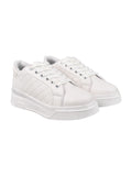 Shoetopia Quilted Detail Lace-Up Sneakers For Women & Girls/A-36/White/Uk7,White,7,B0BRVFM6CC