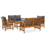 vidaXL Patio Furniture Set 5 Piece, Patio Bench Seat with Coffee Table, Wooden Dining Set for Garden Balcony Porch, Modern, Soli