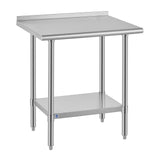 ROCKPOINT SS304 Top All Stainless Steel Table for Prep & Work with Backsplash 24x30 Inches, NSF Commercial Kitchen Heavy Duty Ta