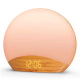 REACHER Wood Grain Sunrise Alarm Clock and Sound Machine Nightlight, Digital Dimmable Clock for Bedroom, 26 Sleep Sounds, White