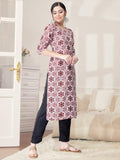 Pinkmint Kurta Set For Women Cotton Printed Straight Kurta With Pant (Pack Of 1) Multicolor23 L