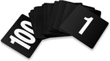 New Star Foodservice 23084 1-100 Double Side Plastic Table Numbers, 4 x 4 Inch, Light Grey on Black