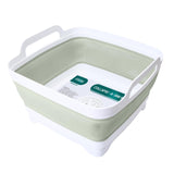 FOSJGO Collapsible Dish Basin with Drain Plug and Carry Handles - 9L Capacity, Portable Sink Tub for Camping and RV