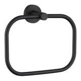 APLusee Matte Black Hand Towel Ring, Stainless Steel Towel Storage Holder, Wall Mount