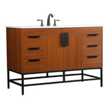Elegant Decor Indoor Modern Under Sink Bathroom Fixtures Storage Organizer Cabinet 30 Inch Single Bathroom Vanity - Blue With Ba