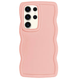 WOGROO Slim Fit Case for Samsung Galaxy S23 Ultra, Wave Frame, Cute Soft TPU Thin Protective Phone Cover for Women, Light Pink