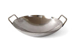 Stainless Steel Chinese Wok Pan | Steel Chinese Kadhai with Handles | 14 Inches Domestic Size | Shallow Kadai for Frying