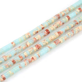 Adabele 43.5 Inch Natural Blue Impression Aqua Terra Jasper Healing Gemstone 4mm Small Heishi Tube Rondelle Beads Gem Stone Spac