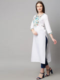 Anni Designer Women'S Cotton Blend Traditional Straight Solid Kurta And Pant Set (Dona White_Xxl_White_Xx-Large),White,2XL,Cotton Blend,Regular,Pants