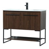 Elegant Decor Sloane 40 Mdf And Steel Single Bathroom Vanity In Walnut