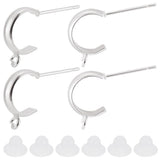 Beebeecraft 1 Box 20Pcs Half Hoop Earring Findings 925 Sterling Silver Plated Round Open Dangle Earrings and 20Pcs Plastic Ear N
