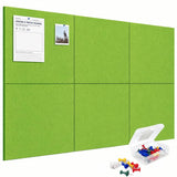 QUIET CANVAS Acoustic Wall Square Pinboard, 1x1ft, Pack 6, 50PushPins Green