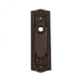 Renovators Supply Manufacturing Door Back Plate Brass 7 1/4 in. Escutcheon Cover Ornate Doorplate in Antique Brass Finish