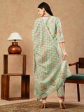 Anni Designer Women'S Cotton Blend Straight Printed Kurta With Pant & Dupatta (Drpo Wine_S_Wine_Small),Wine,S,Cotton Blend,Straight,Kurta, Scarf