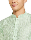 Be Active Men'S Traditional Embroidered Lucknowi Full Sleeves Kurta || Cotton Kurta For Men || Men Kurta For Wedding || Kurta For Men (Rfsk0013-Kr 15 Xl) Light Green