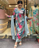 Anni Designer Women'S Cotton Blend Straight Printed Kurta With Pant & Dupatta (Ad312 Green_S_Green_Small),Green,S,Cotton Blend,Regular,