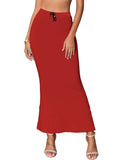 Sugathari Traditional Red Micro Fiber Solid Saree Shapewear for Women (SW FISHCUT RED L)