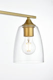 Living District Harris 3-Light Iron & Glass Bath Sconce In Brass/Clear