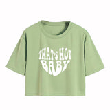 Toplot Text Printed Round Neck Crop Top For Women (Baby-Crop-Top-5200-Pista-S),Pista,,B0DCTH384F
