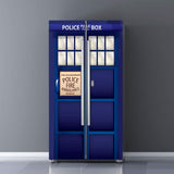 Modern Art Self Stick Vinyl Door Mural Sticker, Peel and Stick Removable Refrigerator Wrap Decal, Police Box, 32.3x78.7, 2 Pcs S