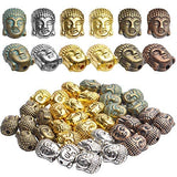 36pcs 6 Colors Buddha Head Beads Tibetan Alloy Charm Connector Beads Loose Spacer Beads for DIY Bracelet Necklace Jewelry Making
