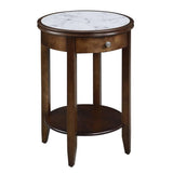 Convenience Concepts American Heritage Baldwin End Table with Drawer, White Marble / Espresso
