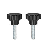 uxcell 2 Pcs Star Knobs Grips M10 x 40mm Male Thread Steel Zinc Stud Black PP