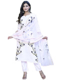 Anni Designer Women'S Cotton Blend Straight Printed Kurta With Pant & Dupatta (Bursh-Peach-Nw-Cmd_Xxl_Peach_Xx-Large),Peach,2XL