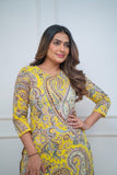 Anni Designer Women'S Rayon Viscose Straight Printed Kurta With Palazzo (Elevate Yellow-Vks01_Xxl_Yellow_Xx-Large),Yellow,2XL,,,