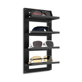 OYEFLY 4 Tier Metal Sunglasses Holder Rack,Black Wall Mounted Eye Glasses Shelf (Black)