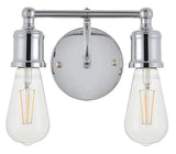 Living District Serif 2-Light Mid-Century Metal Wall Sconce In Chrome