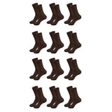 Mukhaksh (Pack Of 12 Pairs = 24 Socks Men Boys Cotton Lycra Brown Calf Crew Length Running Gym Training Sports Activewear Basket