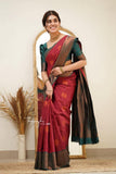 Flosive Womens Present Banarasi Soft Lichi Silk Saree Beautiful Jacquard Rich Pallu Design Work Zari Woven Kanjivaram Silk Style Saree With Soft Lichi Silk Blouse Piece Ayn Royal (Red)