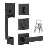 Mega Handles - TOBELLE Entry Door Handleset in Matte Black Finish - Single Cylinder Handleset with Lever for Entrance and Front