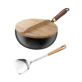 MERISHOPP Nonstick Wok No Coating with Hanging Hook Cooking Pot for Hotel Kitchen Home 24cm | Home & Garden