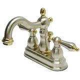 Kingston Brass Kb1609Al Heritage 4-Inch Centerset Lavatory Faucet With Metal Lever Handle, Brushed Nickel And Polished Brass