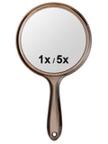 Macaki Handheld Mirror with Handle, 10.5 x 5.7 inches, Double-Sided 1X/5X Magnification Travel Makeup Mirror for Women,Black