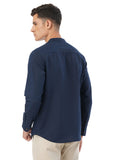 Fyltr Men'S Solid Slim Fit 100% Cotton Linen Look Casual Shirt Cool Blue,Cool Blue,Cool Blue,Xl