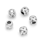 20pcs North Star Large Hole Round Beads (4.5mm Hole) Antique Silver