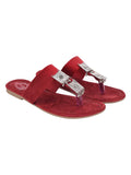 Shoetopia Ethnic Jewel Detailed Cherry Flats For Women & Girls /Uk8,Cherry,8,B0BZPSMG65