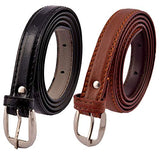 Veteran WomenS,LadiesS,GirlS Belt For Jeans, WomenS Belt For Dresses Casual/Formal 2 Belt Combo Free Size (2636)(Brown034)