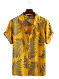 LookMark Men's Cotton Blend Casual Beach Wear Shirts | Stylish Printed Shirts for Men | Comfortable Summer Wear | Party Vacation & Daily Casuals (Pack of 2) (Printed Shirt Blue Leaf-Shiva-M),Blue-Yellow
