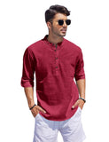Bellstone Men'S Cotton Blend Solid Regular Fit Kurta (Kurta1500_Single_Burgundy_L