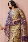 Anni Designer Women'S Rayon Blend Straight Printed Kurta With Pant & Dupatta (Madhu Yellow_Xl_Yellow_X-Large),Yellow,XL,,,