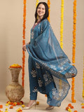 Gosriki Women'S Rayon Blend Straight Printed Kurta With Pant & Dupatta (Jimny Blue-Vks02-Gs_M_Blue_Medium),Blue,,B0DK9PN7L8