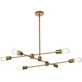 Living District Xavier 6-Light Mid-Century Metal Pendant In Brass Finish