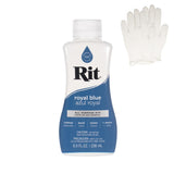 Rit Dye - Liquid Fabric Dye for Crafting, Clothing, and D cor - 8 oz. Bottle - Royal Blue (Gloves Included)