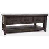 Jofran Madison County Solid Reclaimed Wood Rustic Farmhouse Harris Coffee Table With Storage Drawers, Barnwood Brown