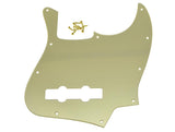 KAISH 4 String J Bass Style Pickguard Bass Pick Guard Scratch Plate for USA/Mexico Jazz J Bass Gold Mirror