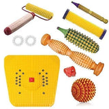 Acutree Acupressure Massager Tools Combo Kit With Power Mat + Wooden Handle Roller + Woden Karela + Wooden Ball + Woden Foot Rol